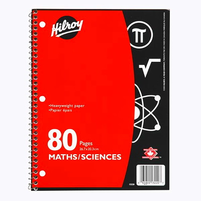 Hilroy Coil Maths/Sciences Notebook (10 1/2" x 8") - 80 pages